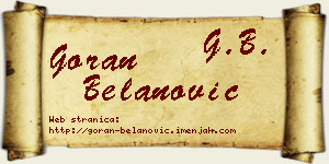 Goran Belanović vizit kartica